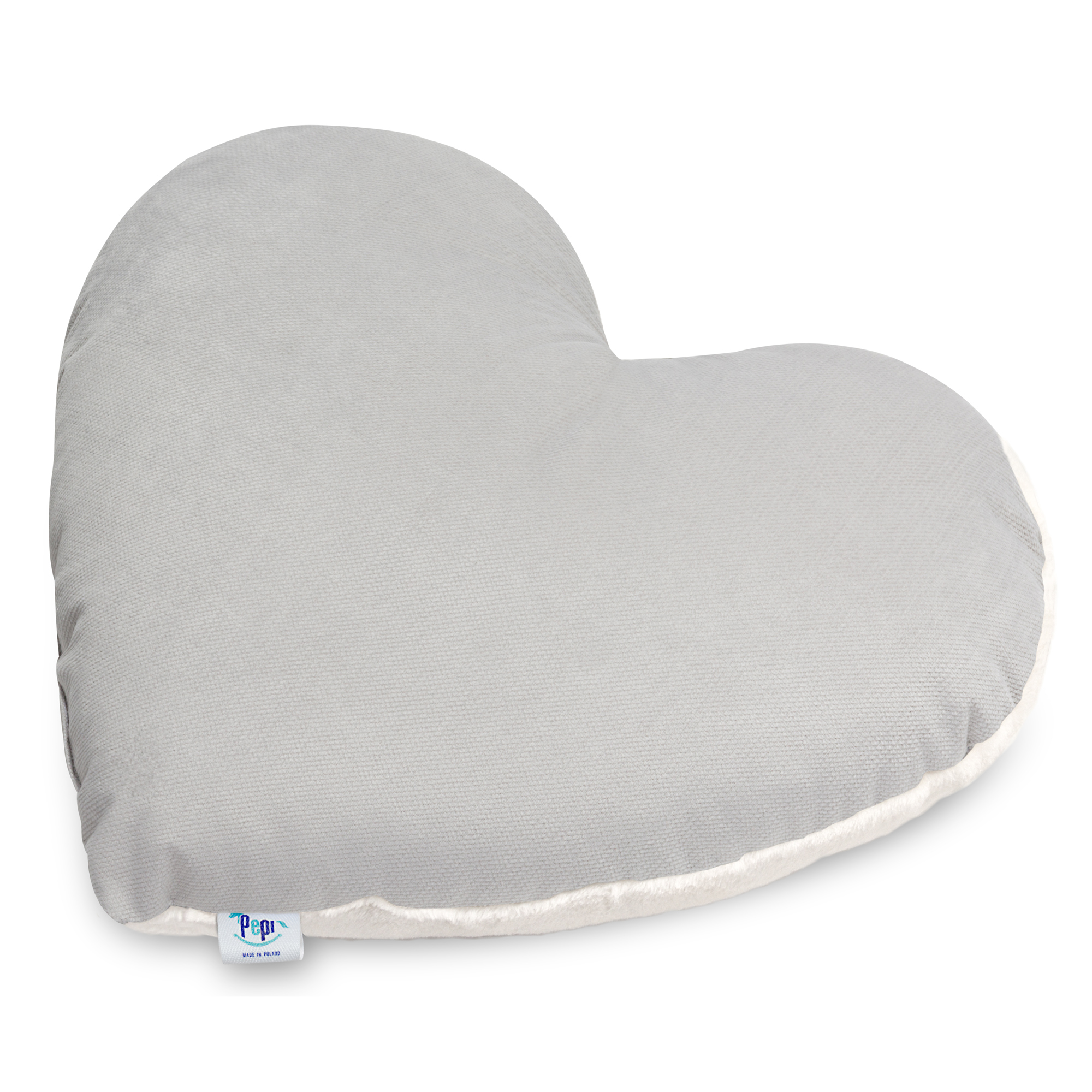 Poduszka dekoracyjna velvet silver z pluszem serce 1