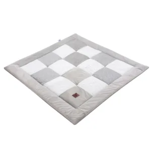 Dětská hrací podložka Patchwork 100 × 100 cm – bavlna & velvet Grey Galaxy