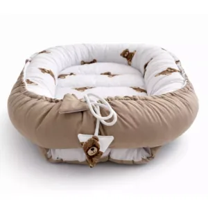 Oboustranný dětský kokon – Sweet Teddy cappucino